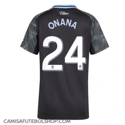 Camisa de time de futebol Aston Villa Amadou Onana #24 Replicas 2º Equipamento Feminina 2025-26 Manga Curta
